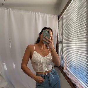 Eyelet cropped tank